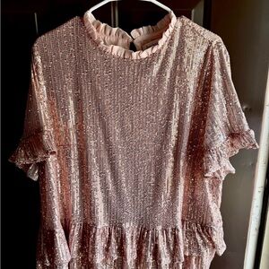 Elegant Pink Sequin Women's Top